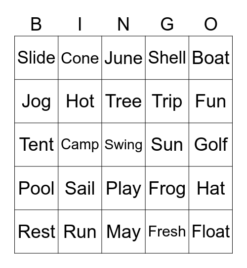 Long and Short Vowels Bingo Card