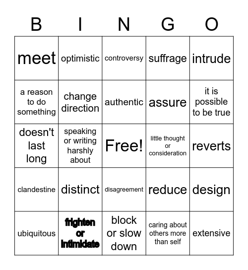 Context Clues Bingo Card