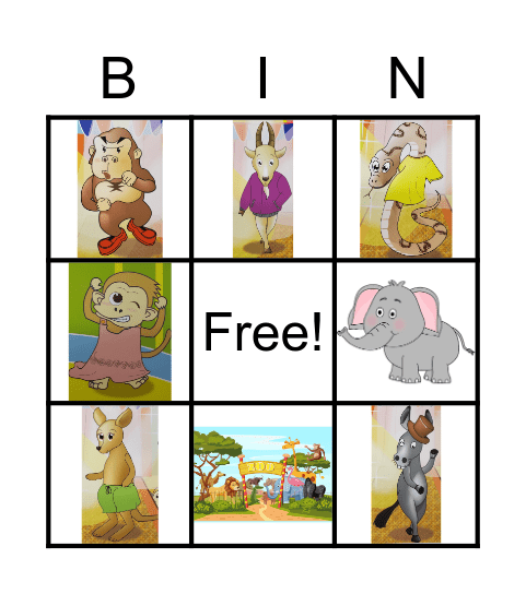 Fun Time at the Zoo Bingo Card