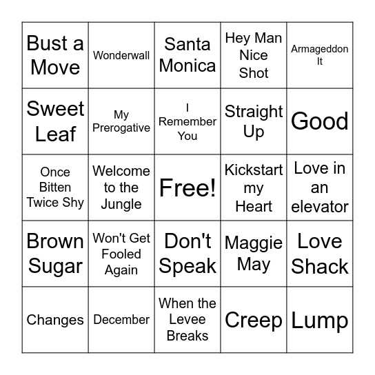 Chaddy Daddy Bingo Card