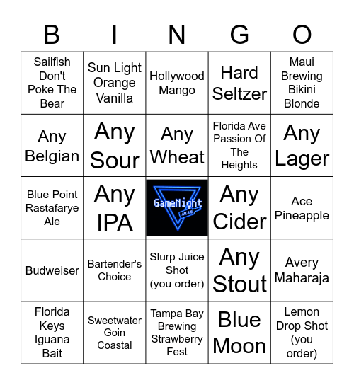 Craft Beer Bing Bingo Card