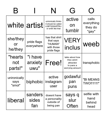pansexual bingo Card