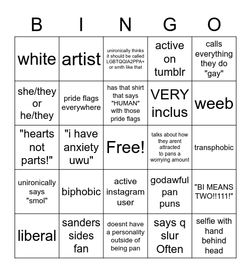 pansexual bingo Card