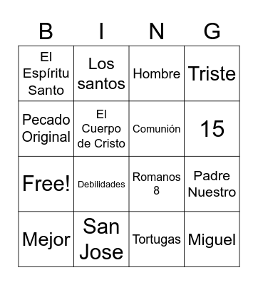 Catecismo Bingo Card