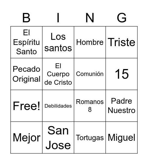 Catecismo Bingo Card