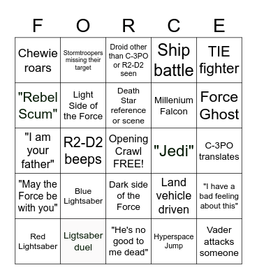 May the 4th Bingo Card