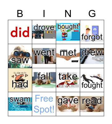 Verb Tenses Bingo Card