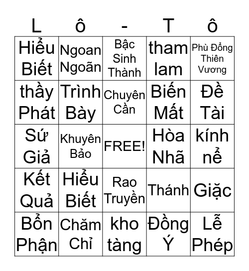 Ôn Bài Bingo Card