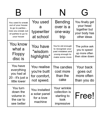 You might be 40 if... Bingo Card