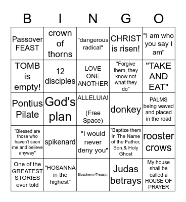 The Last Supper, Crucifixion, and Resurrection Bingo Card