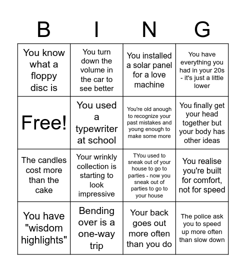 You might be 40 if... Bingo Card