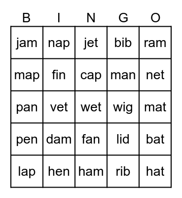 Smart Phonics 2 Bingo Card