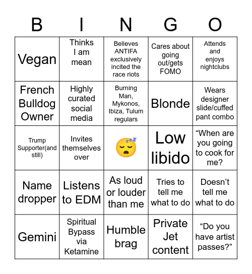 Never Going To Date Coral Osborne Bingo Card