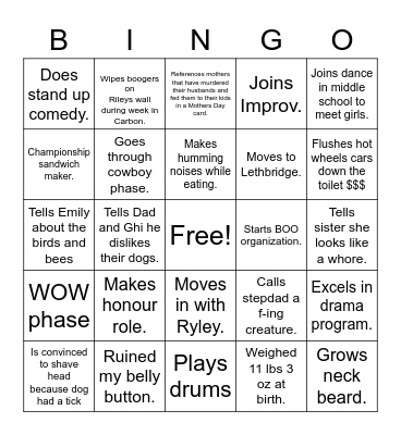 Conner Bingo Card