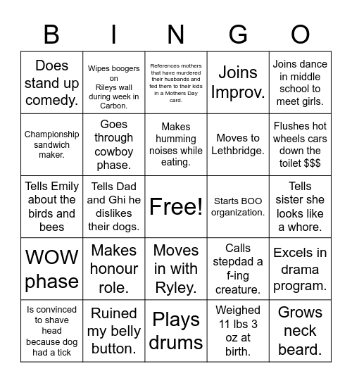 Conner Bingo Card