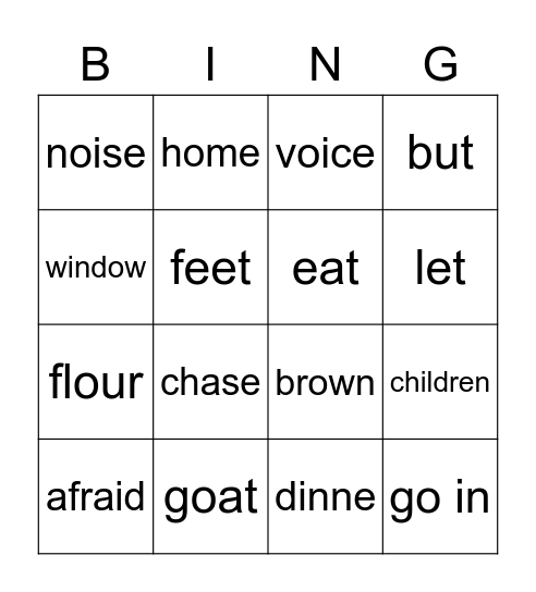 The wolf and the seven children Bingo Card