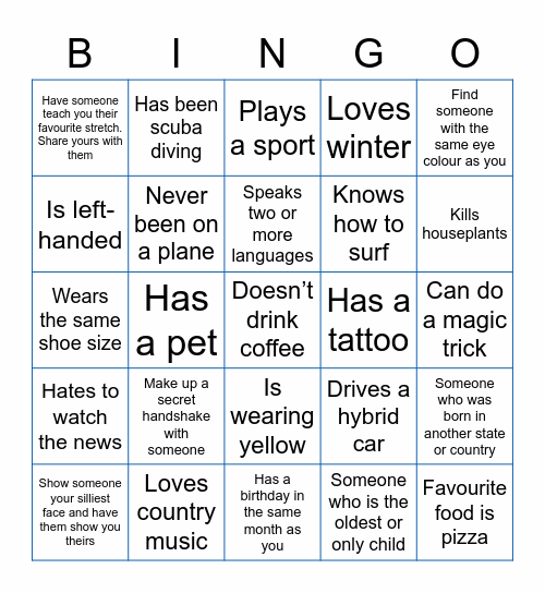 Human Bingo Card