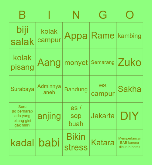 🐰NN🐰 Bingo Card