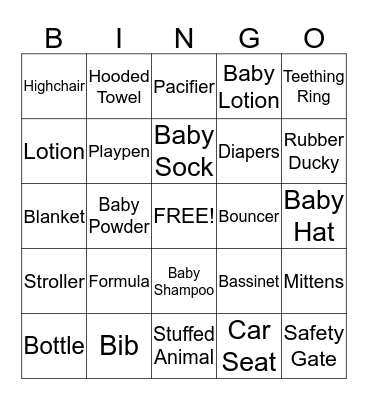 Valeriia's Shower Bingo Card