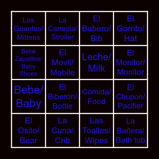 Jesus and Megan Baby Shower Bingo Card