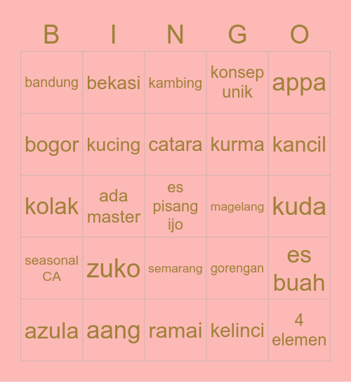 Davika Bingo Card