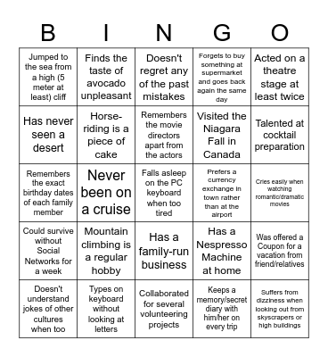 Friendship starts from small talks Bingo Card