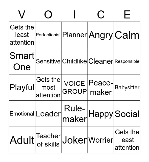 VOICE  Bingo Card