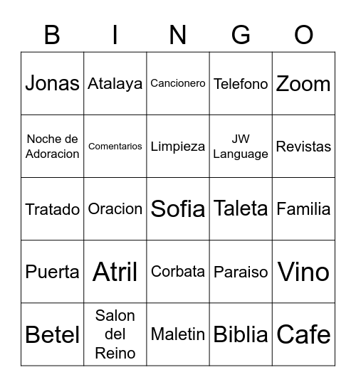 Grupo 1 Bingo Card