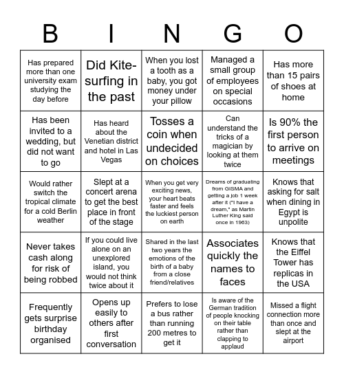 Each of us is unique and special Bingo Card