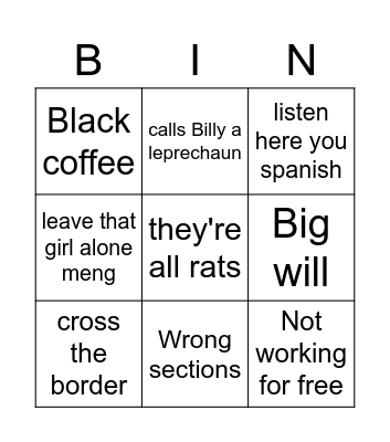 Bryant Bingo Card