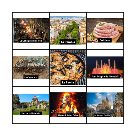 Barcelona Bingo Card