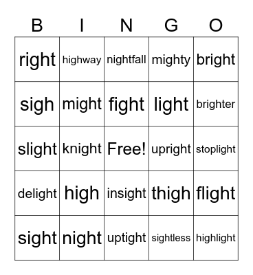 -igh BINGO Card