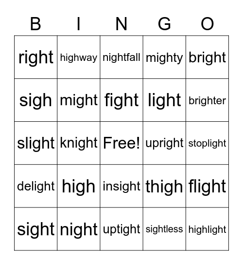 -igh BINGO Card