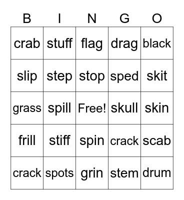 Blends Bingo Card