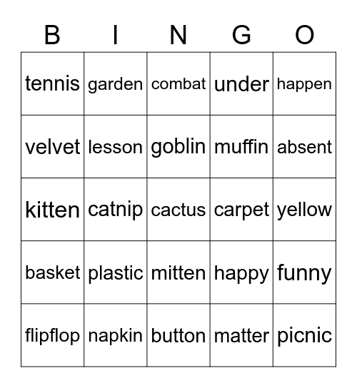 VCCV BINGO Card