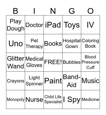 Child Life Bingo Card