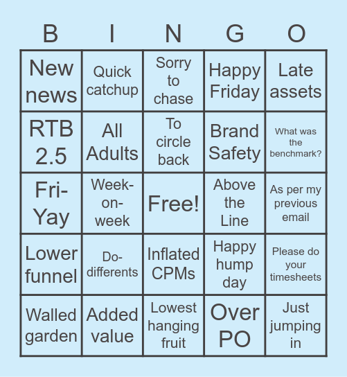 Media Lingo Bingo Card