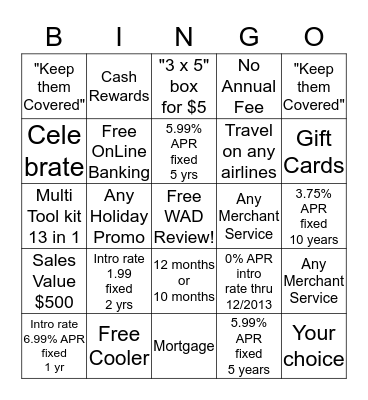 Holiday Bingo  Bingo Card