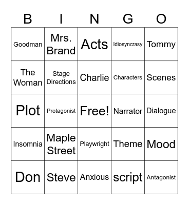 Monsters are Due on Maple Street Bingo Card