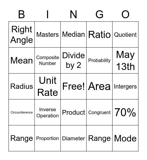 STAAR-Cabulary Bingo Card