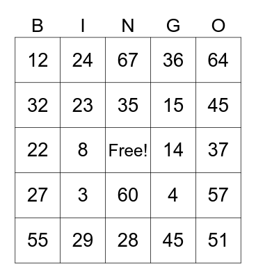 House 4 Bingo!!! Bingo Card