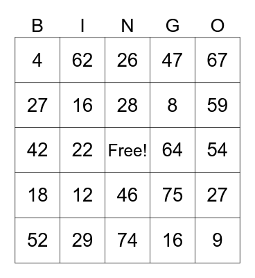 House 4 Bingo!!! Bingo Card