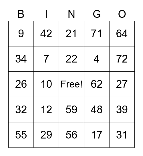 House 4 Bingo!!! Bingo Card