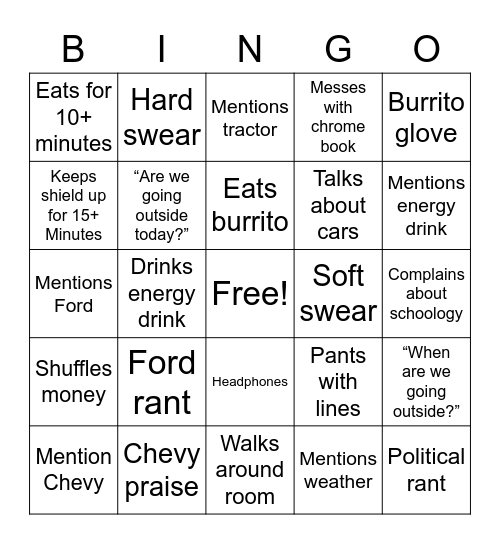 Alex cpp bingo Card