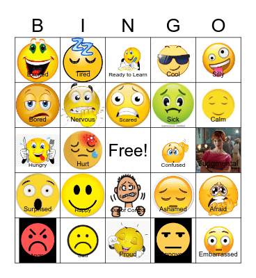 Social Skills: Feelings Bingo Card
