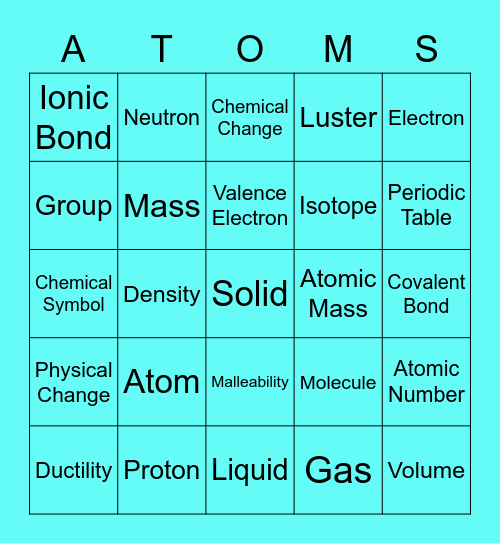 Chemistry BINGO Card