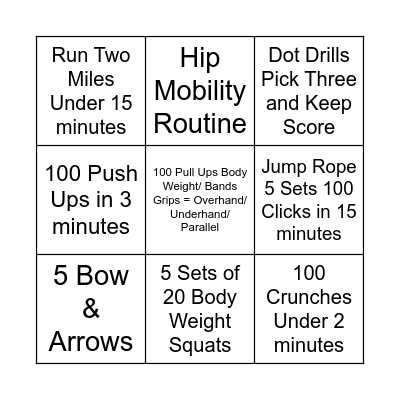 Off-Season PT Goals Bingo Card