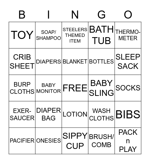BABY ETHAN! Bingo Card