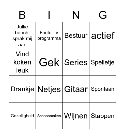 Hospiteer Bingo Card