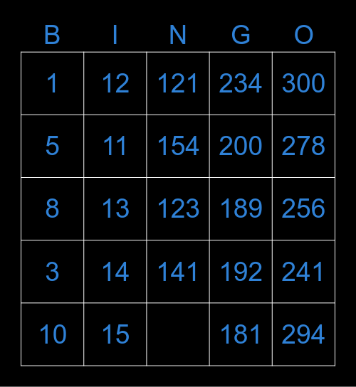 Bingo 1 to 50 Bingo Card